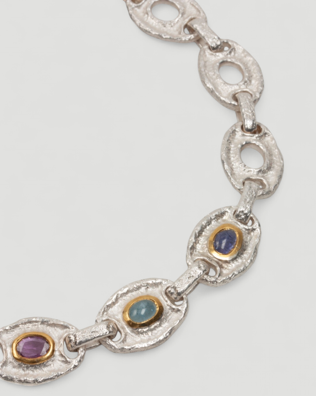 Bicolor Choker aus 925 Silber, 999 Feingold und Edelsteinen - Goldschmiede Krack