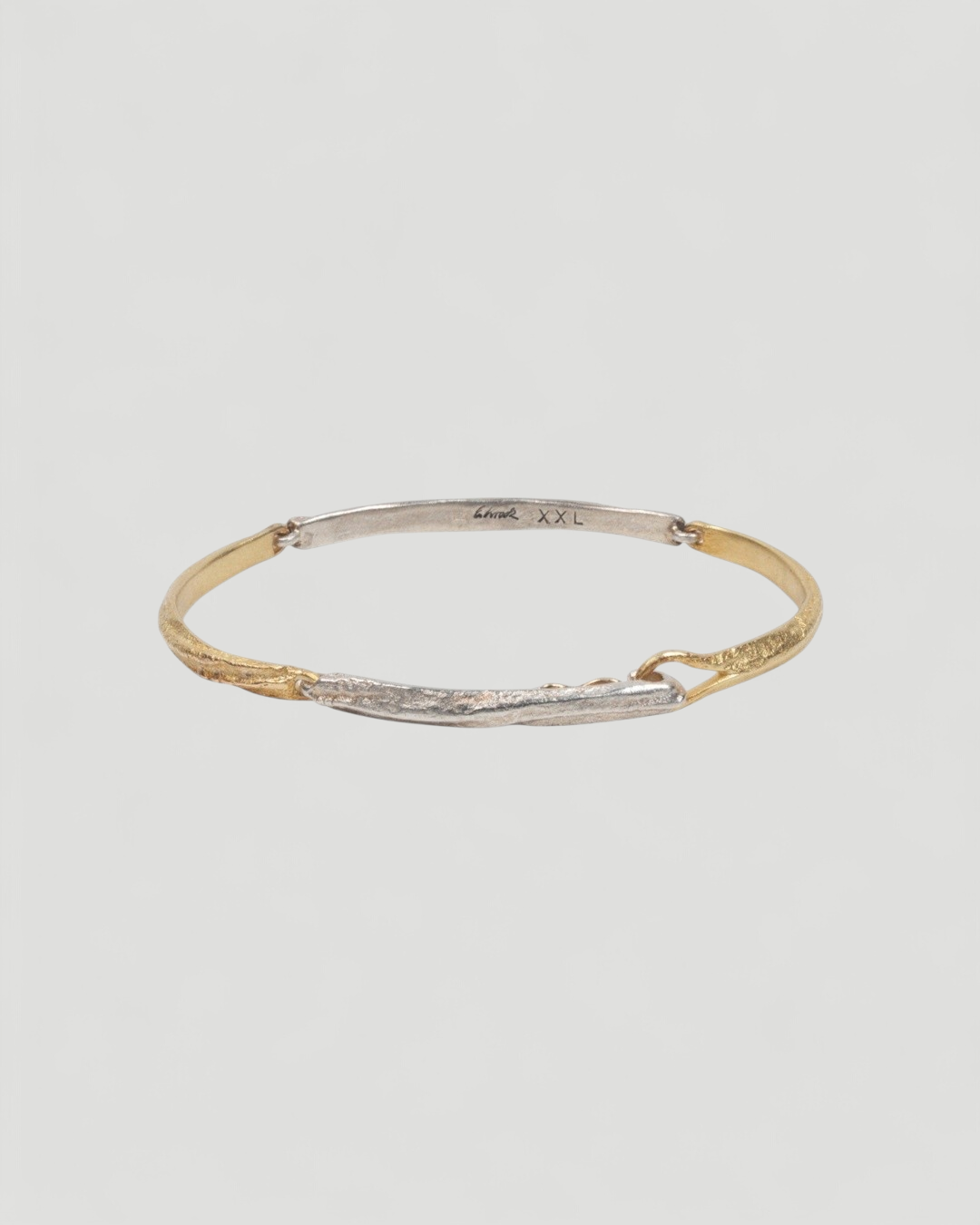 Großes bicolor Armband mit Struktur aus 925 Silber und 750 Gold - Goldschmiede Krack