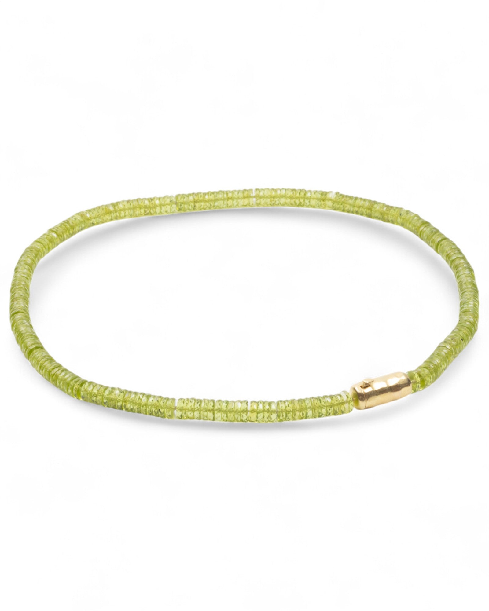 Grüne Peridotkette mit 750 Goldkastenschloss - Goldschmiede Krack - Trauringe & Unikatschmuck aus Deidesheim