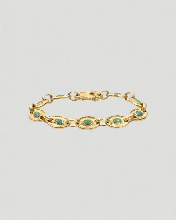 750 Gold-Gliederarmband mit grünen Chrysoprasen (2.34 ct)