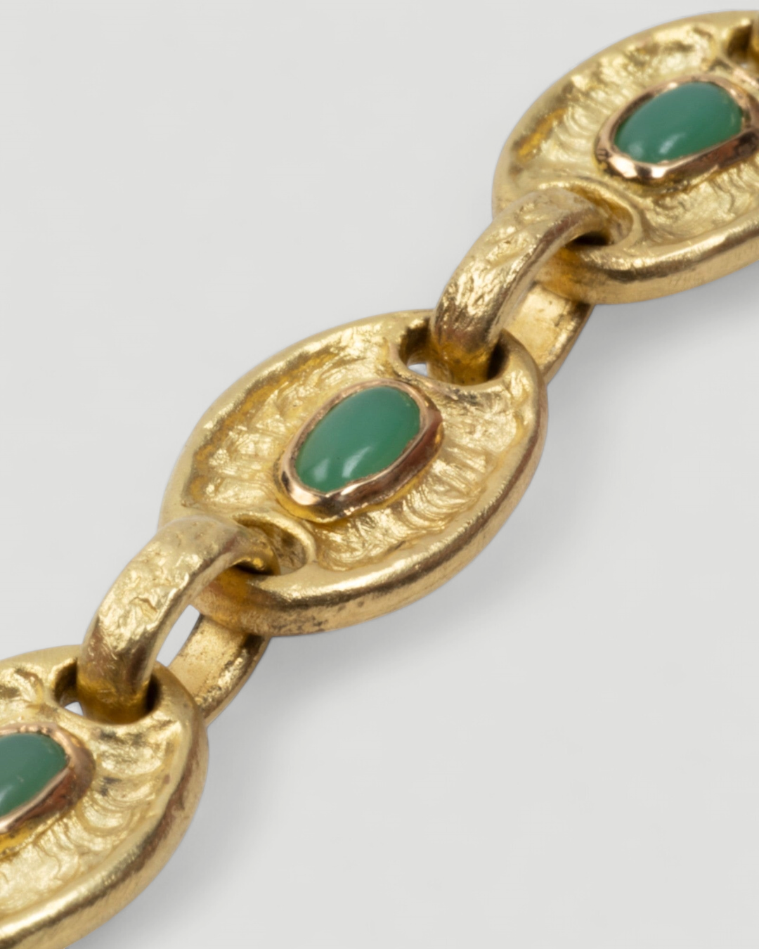 750 Gold-Gliederarmband mit grünen Chrysoprasen (2.34 ct) - Goldschmiede Krack