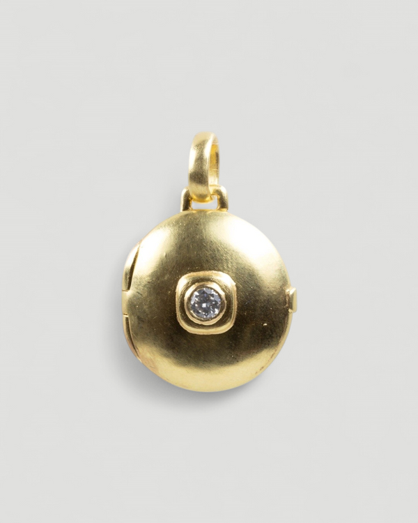 Klassisches 750 Goldmedaillon mit Brillant (0.30 ct)