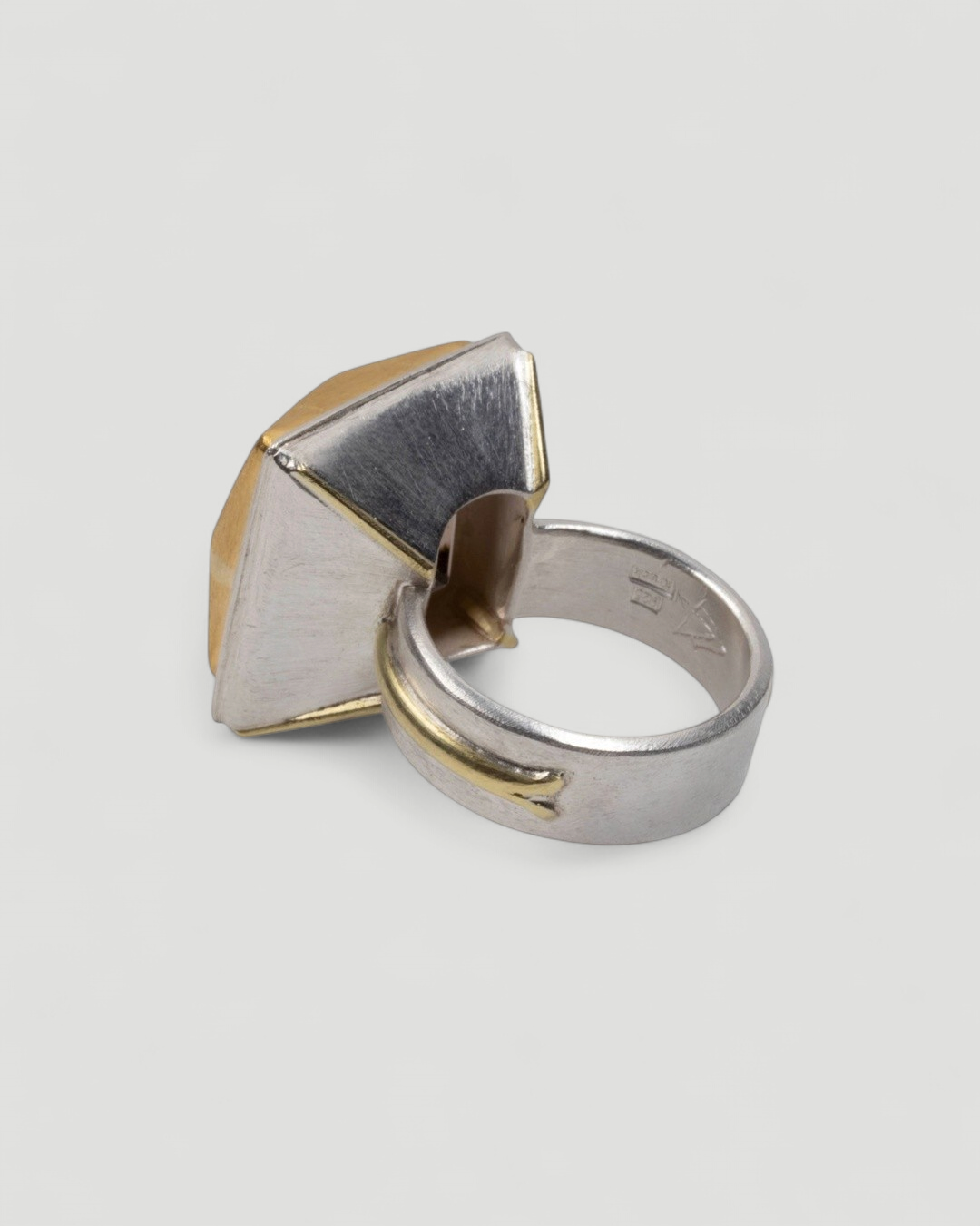 Markanter 925 Silberring mit 999 Feingold und 21,90 ct Rauchquarz – Unikat - Goldschmiede Krack