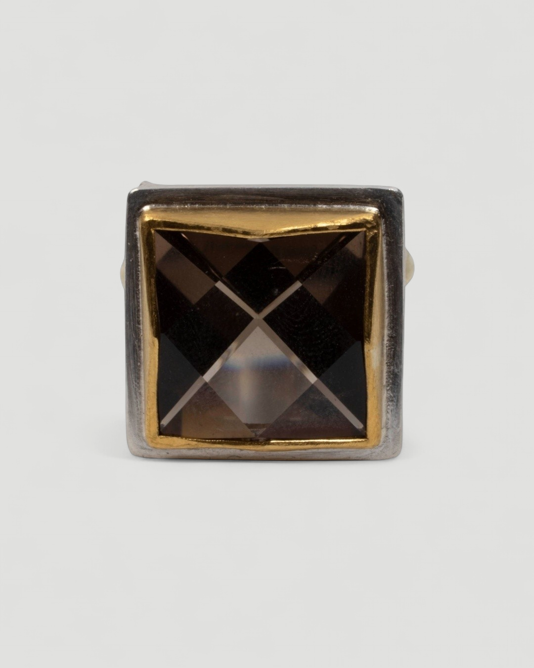 Markanter 925 Silberring mit 999 Feingold und 21,90 ct Rauchquarz – Unikat - Goldschmiede Krack