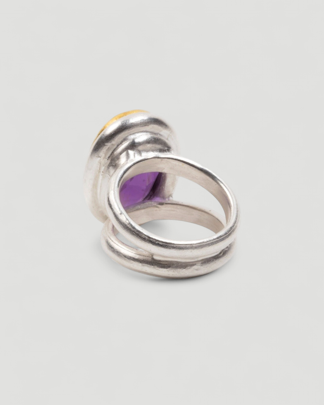 Amethyst-Ring in 925 Silber mit 999 Goldfassung - Goldschmiede Krack
