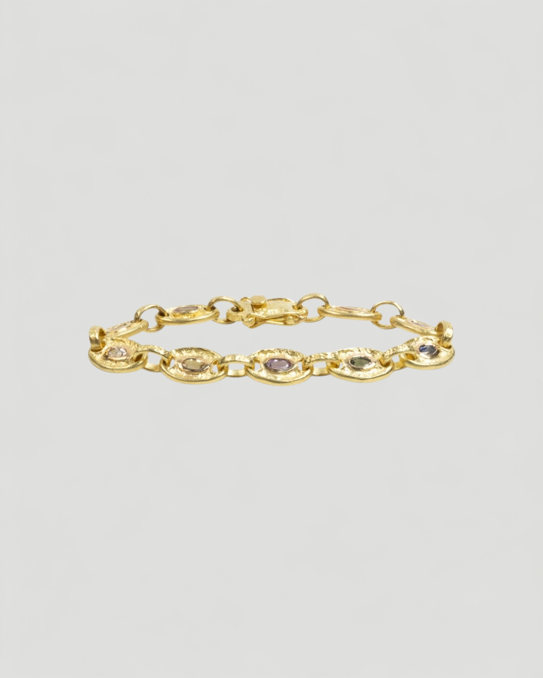 750 Gold-Gliederarmband mit bunten Saphiren (zus. 2,75 ct) - Goldschmiede Krack