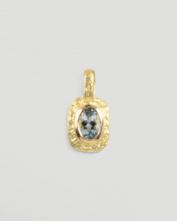 Organisch-eckiger 750 Goldanhänger mit blauem Aquamarin (0.71 ct) - Goldschmiede Krack
