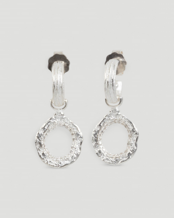 Bark-Creolen aus 925 Silber mit abnehmbaren Brillantanhängern (0,20 ct) - Goldschmiede Krack