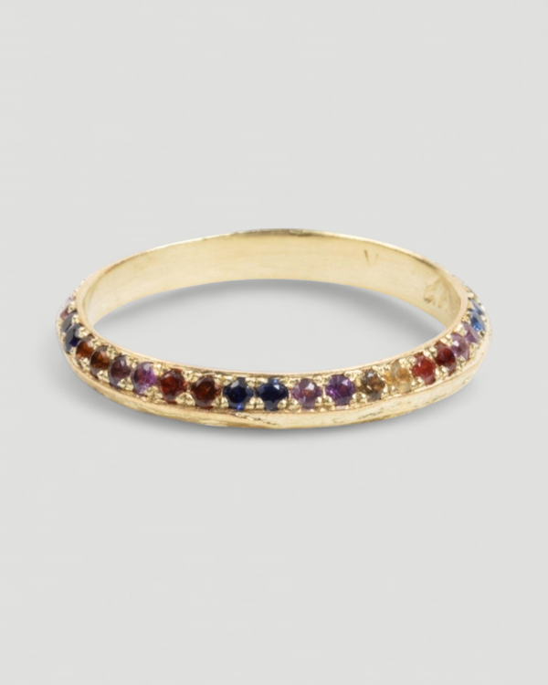 Memoire 750 Goldring mit bunten Saphiren (38 Stk.) - Goldschmiede Krack