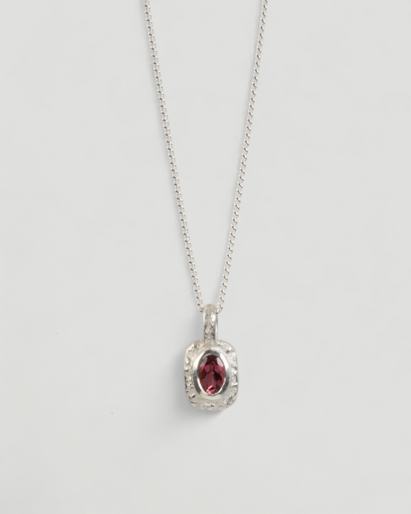 925 Silber Anhänger mit rötlichem Turmalin (0,74 ct) und Silberkette - Goldschmiede Krack