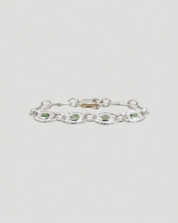 925 Silber Armband mit grünem Tsavorit (6,15 ct) und 750 Gold