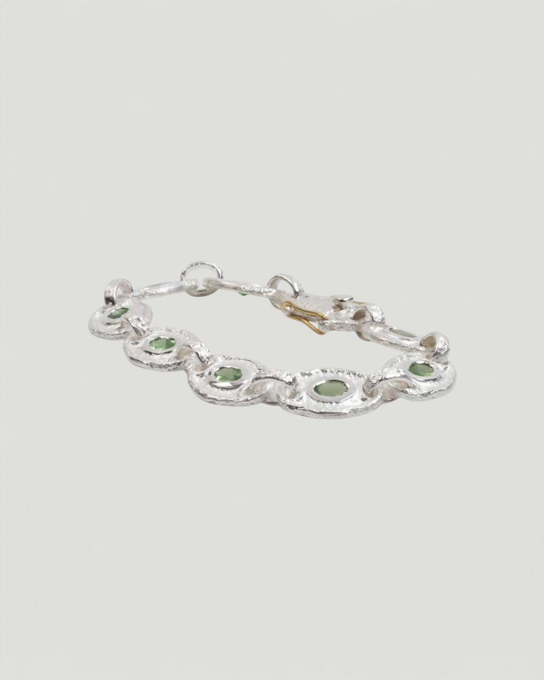 925 Silber Armband mit grünem Tsavorit (6,15 ct) und 750 Gold - Goldschmiede Krack
