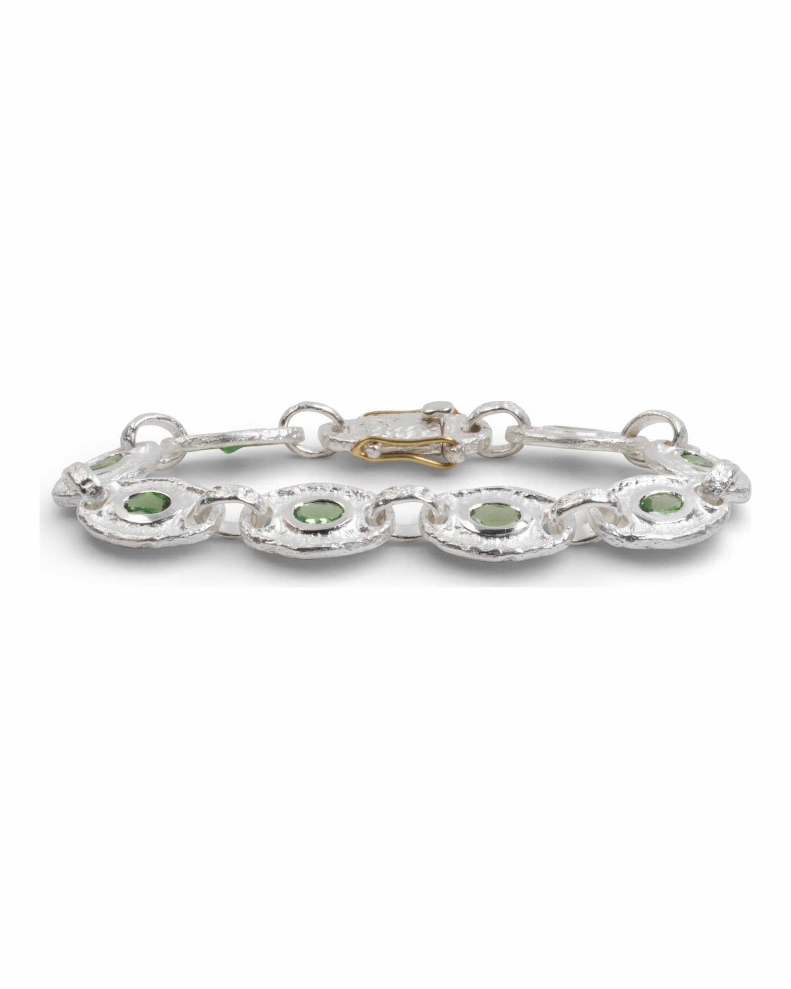 925 Silber Armband mit grünem Tsavorit (6,15 ct) und 750 Gold - Goldschmiede Krack - Trauringe & Unikatschmuck aus Deidesheim