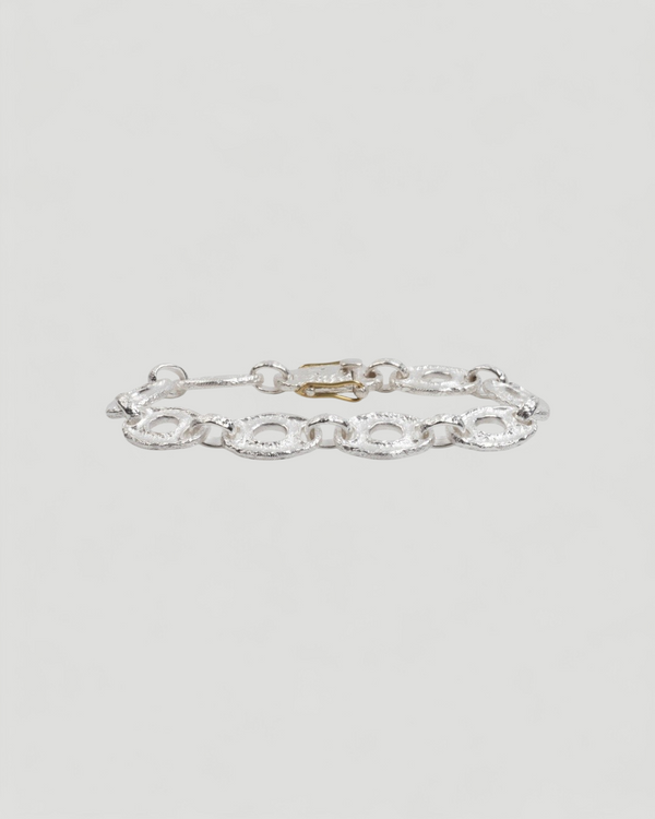 925 Silber Armband mit Nugget-Struktur und 750 Gelbgold