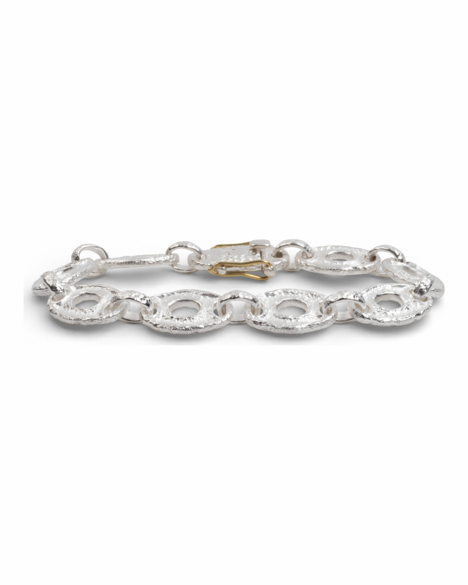 925 Silber Armband mit Nugget-Struktur und 750 Gelbgold - Goldschmiede Krack - Trauringe & Unikatschmuck aus Deidesheim