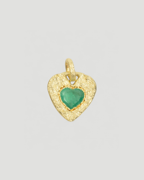 750 Gelbgold Herzanhänger mit grünem Smaragd (0,97 ct)
