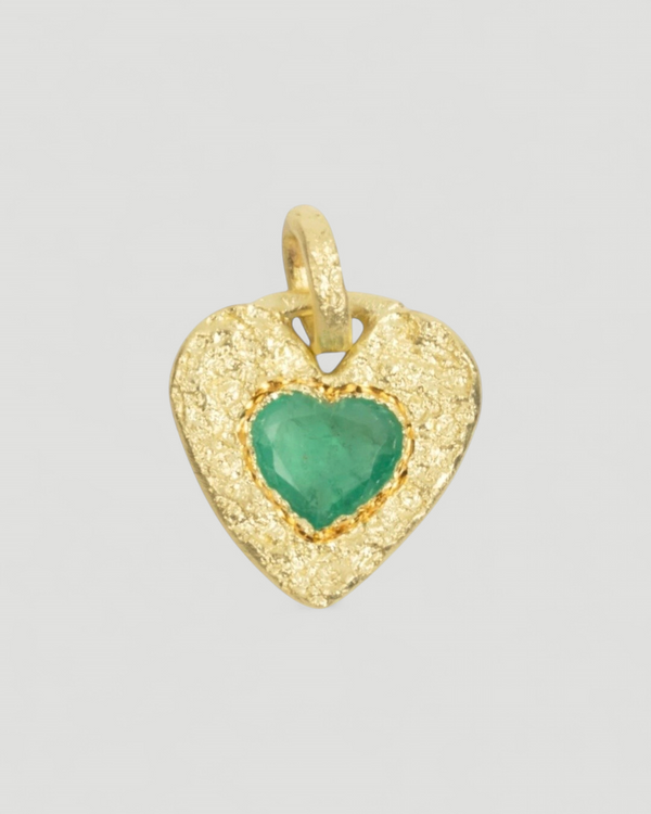 750 Gelbgold Herzanhänger mit grünem Smaragd (0,97 ct) - Goldschmiede Krack