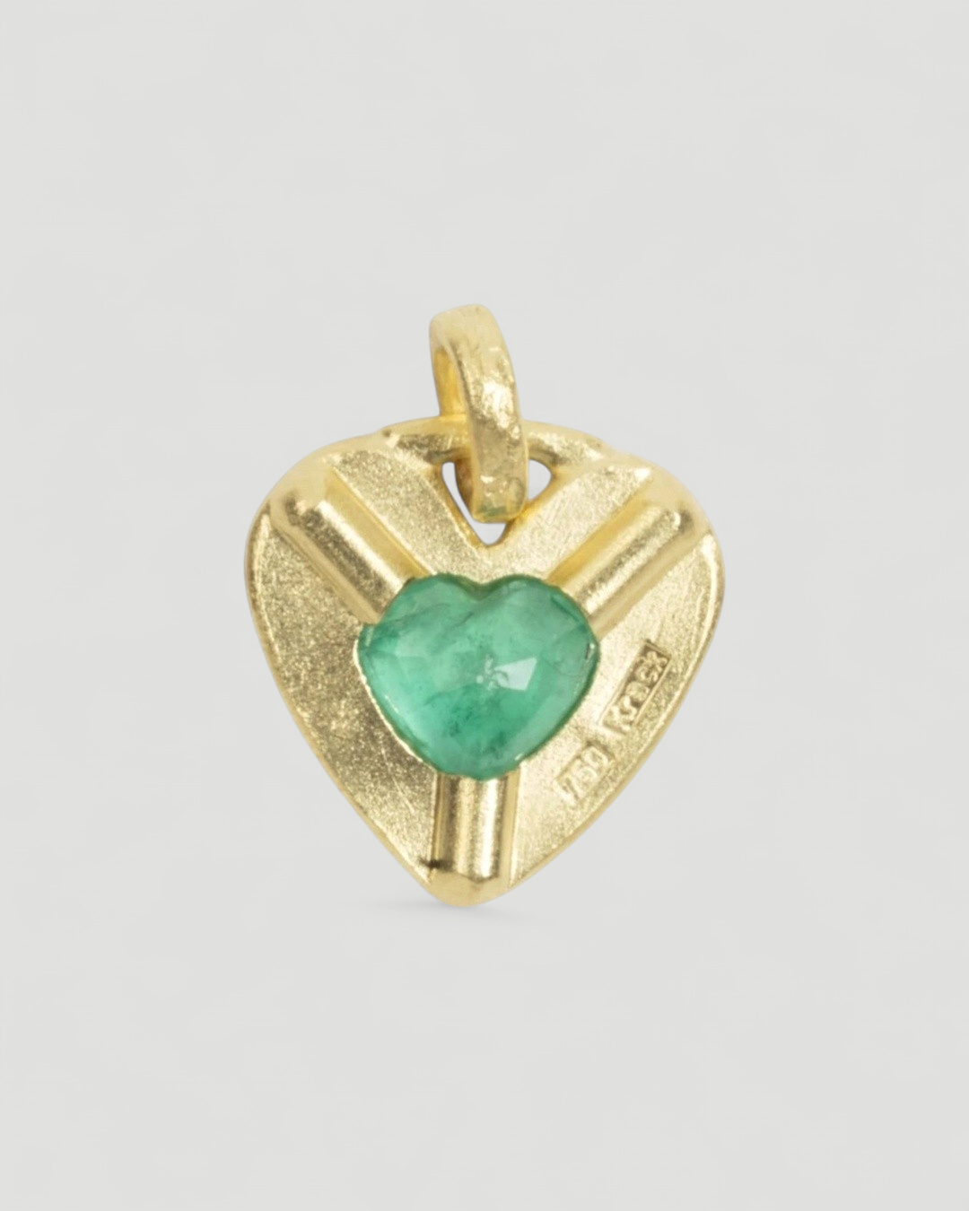 750 Gelbgold Herzanhänger mit grünem Smaragd (0,97 ct) - Goldschmiede Krack
