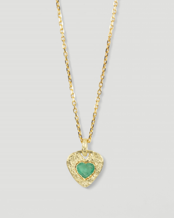750 Gelbgold Herzanhänger mit grünem Smaragd (0,97 ct) inkl. Gelbgoldkette - Goldschmiede Krack