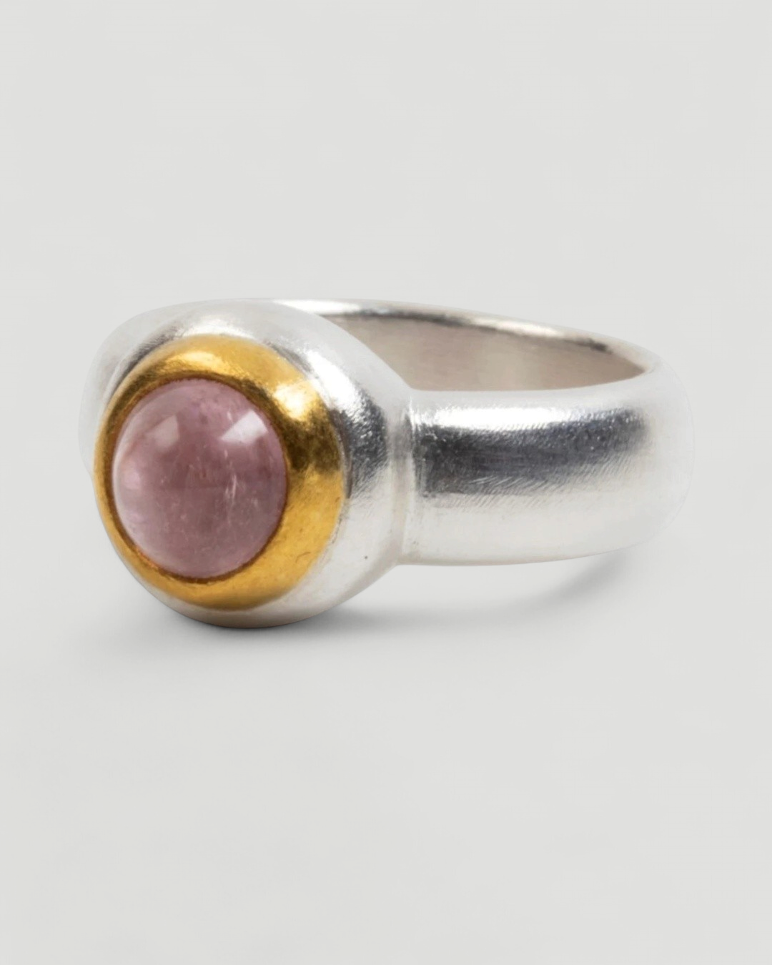 925 Silberring mit rosa Turmalin (2,36 ct) und 999 Feingold-Fassung - Goldschmiede Krack