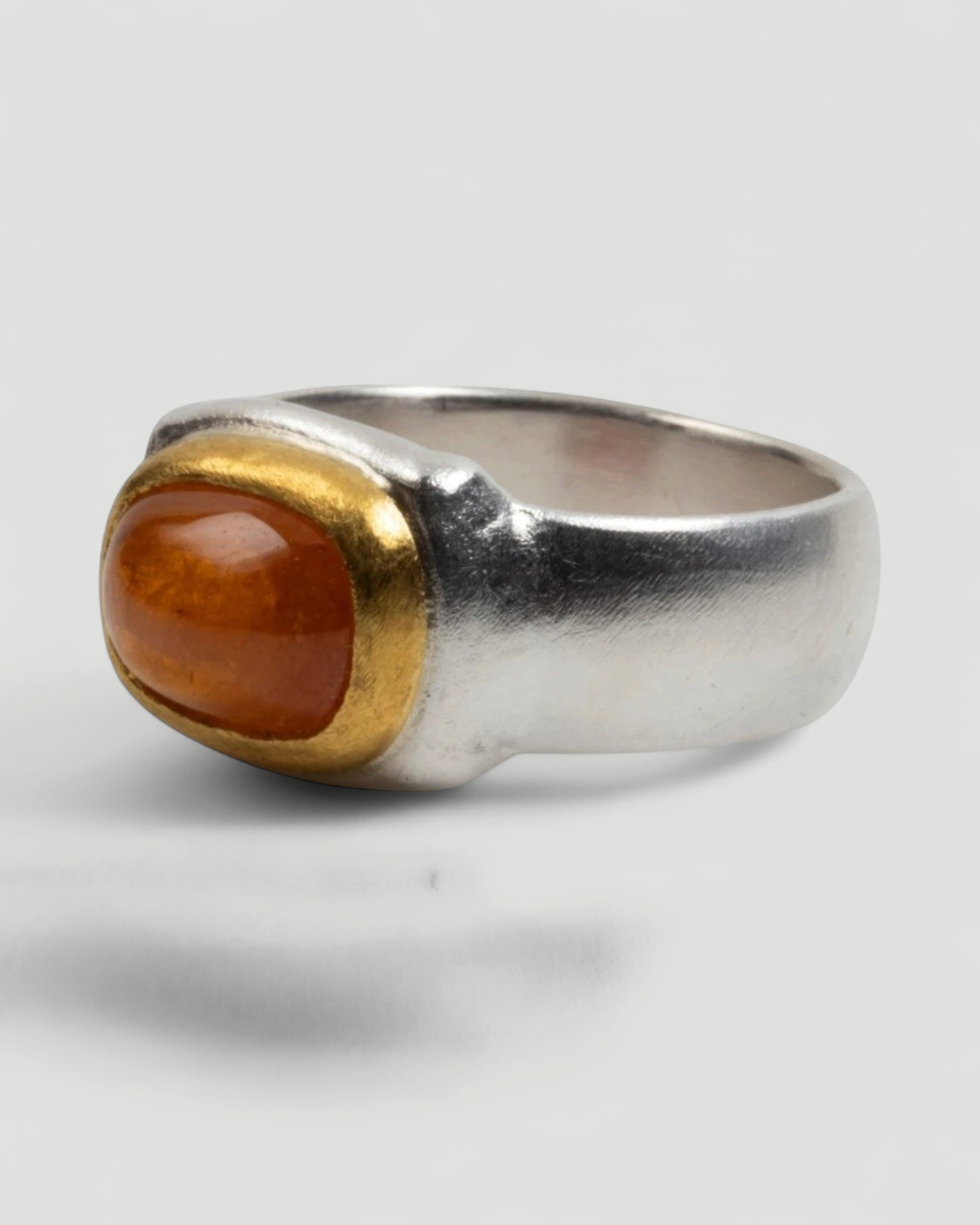 925 Silberring mit Mandarin-Granat (6,51 ct) und 999 Feingold-Fassung - Goldschmiede Krack