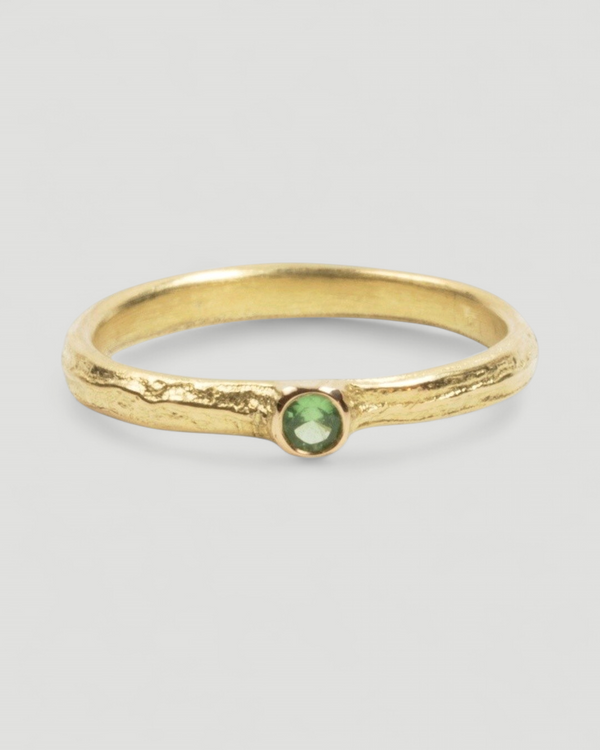 Bark 750 Gelbgold Ring mit Tsavorit (0,06 ct) - Goldschmiede Krack