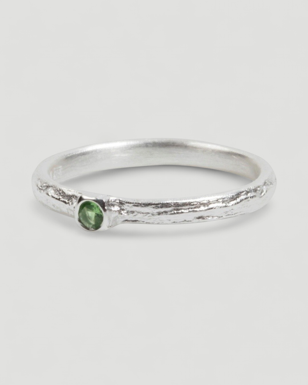 Bark 925 Silberring mit Tsavorit (0,06 ct) - Goldschmiede Krack