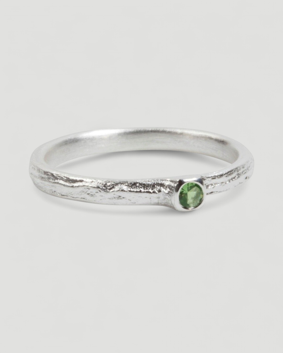 Bark 925 Silberring mit Tsavorit (0,06 ct) - Goldschmiede Krack