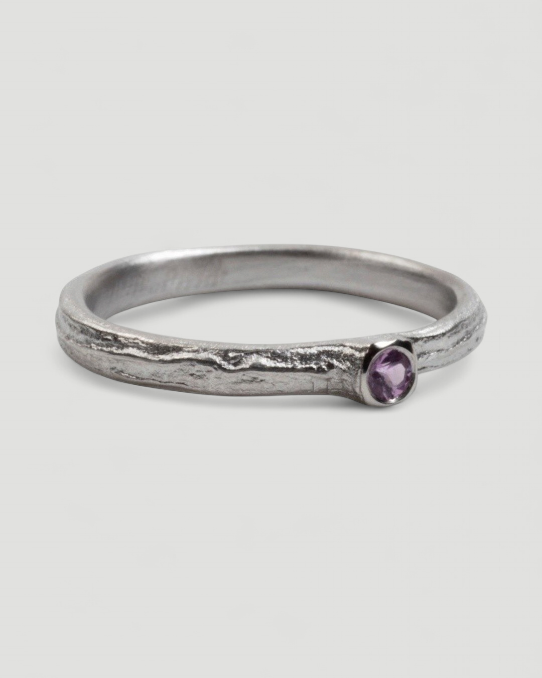 Bark 750 Weißgold Ring mit pinkem Saphir (0,08 ct) - Goldschmiede Krack
