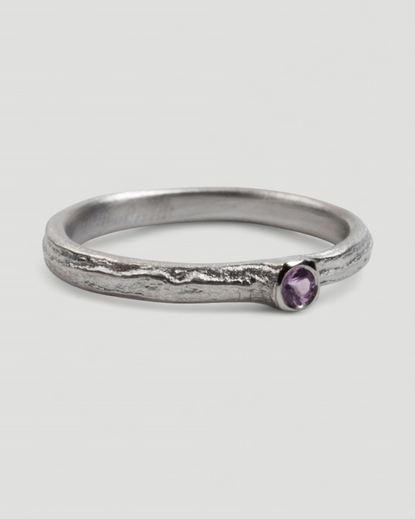 Bark 750 Weißgold Ring mit pinkem Saphir (0,08 ct) - Goldschmiede Krack