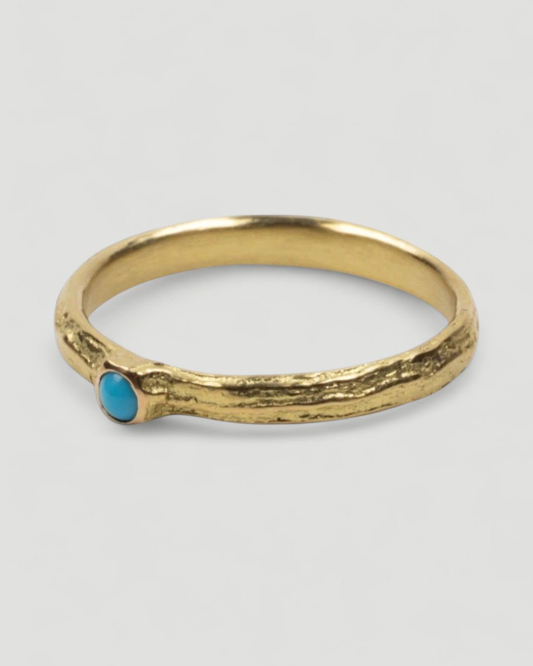 Bark 750 Gelbgold Ring mit Türkis (⌀ 2,4 mm) - Goldschmiede Krack