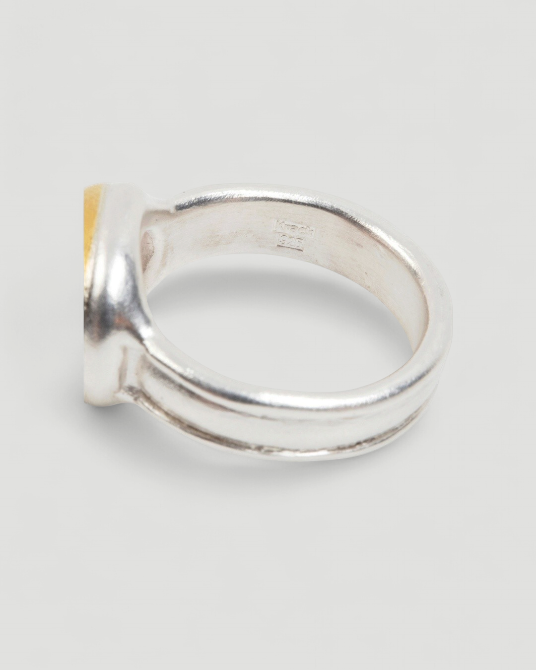925 Silberring mit rotem Hessonit-Granat (6,98 ct) und 999 Feingold-Fassung - Goldschmiede Krack