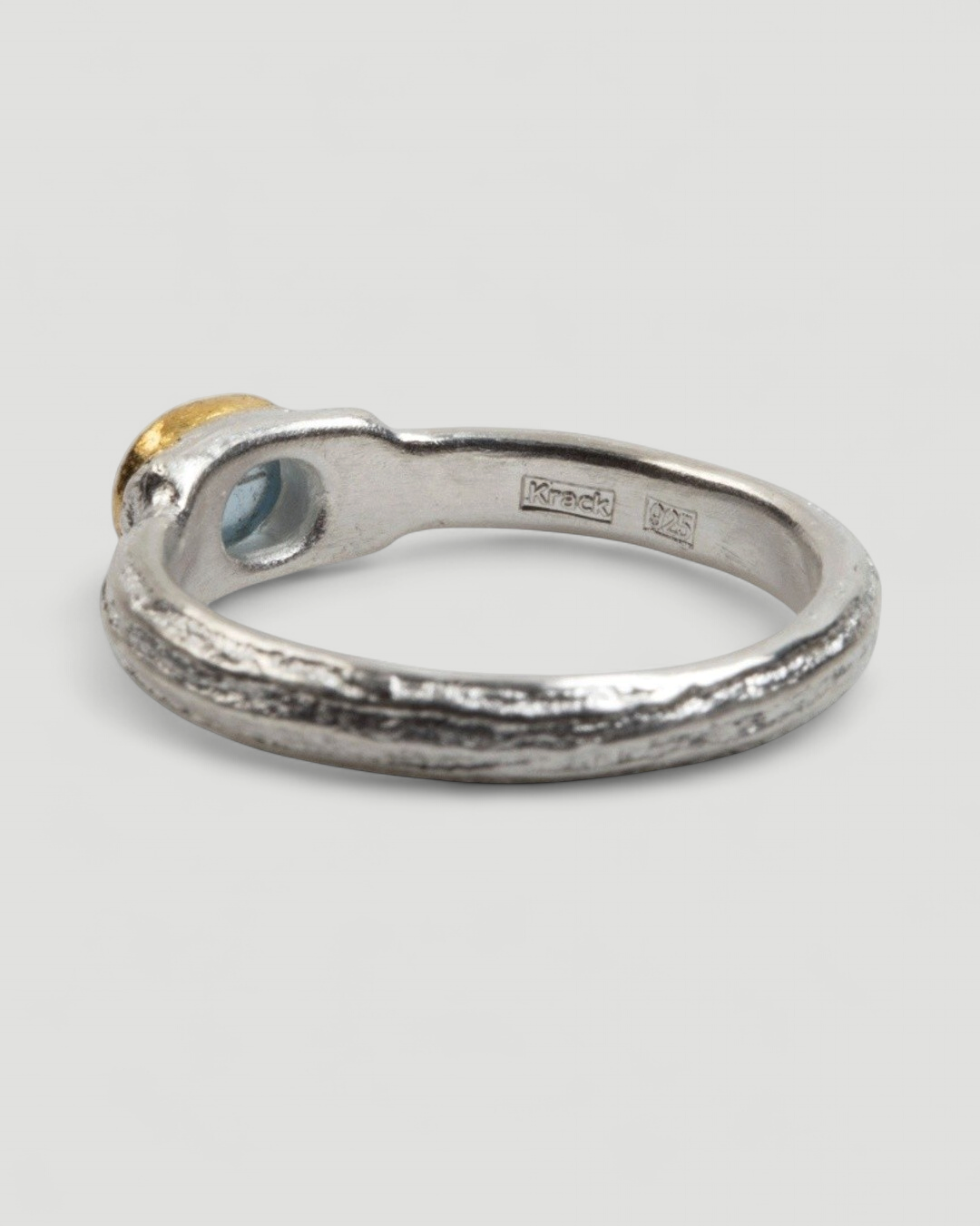 925 Silberring mit blauem Aquamarin (0,45 ct) und 999 Feingold-Fassung - Goldschmiede Krack