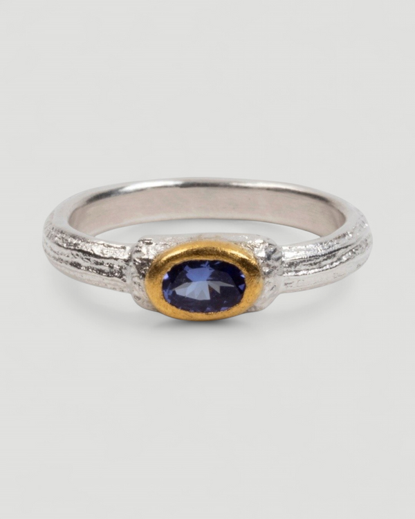 Bicolor 925 Silberring mit violettem Tansanit (0,40 ct) - Goldschmiede Krack
