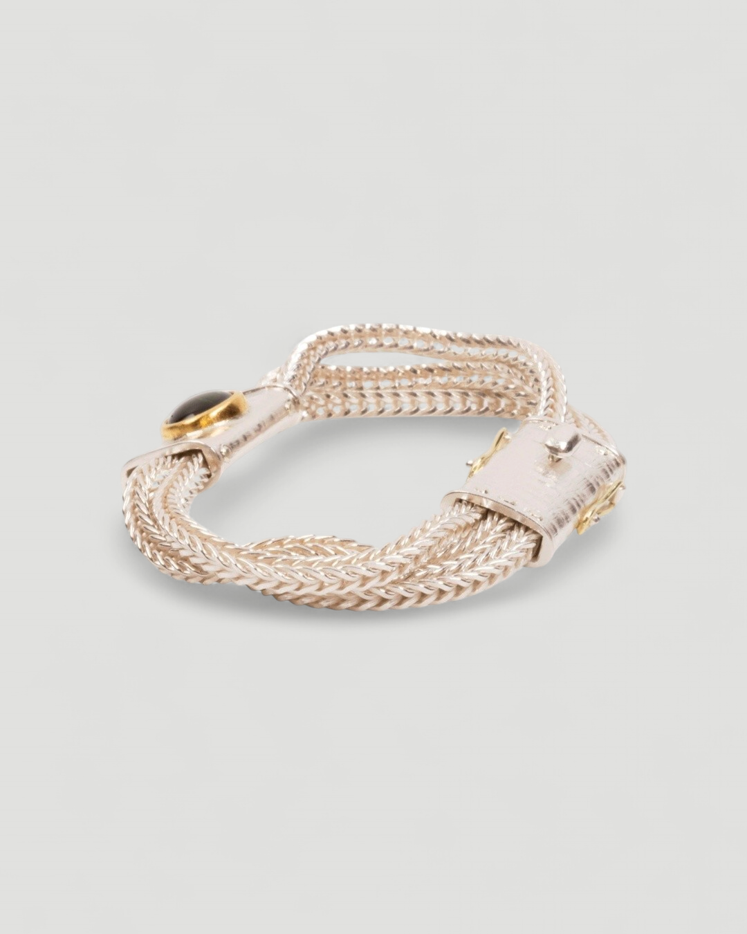 925 Silberarmband mit grünem Turmalin und Fuchsschwanzkette (18 cm) - Goldschmiede Krack