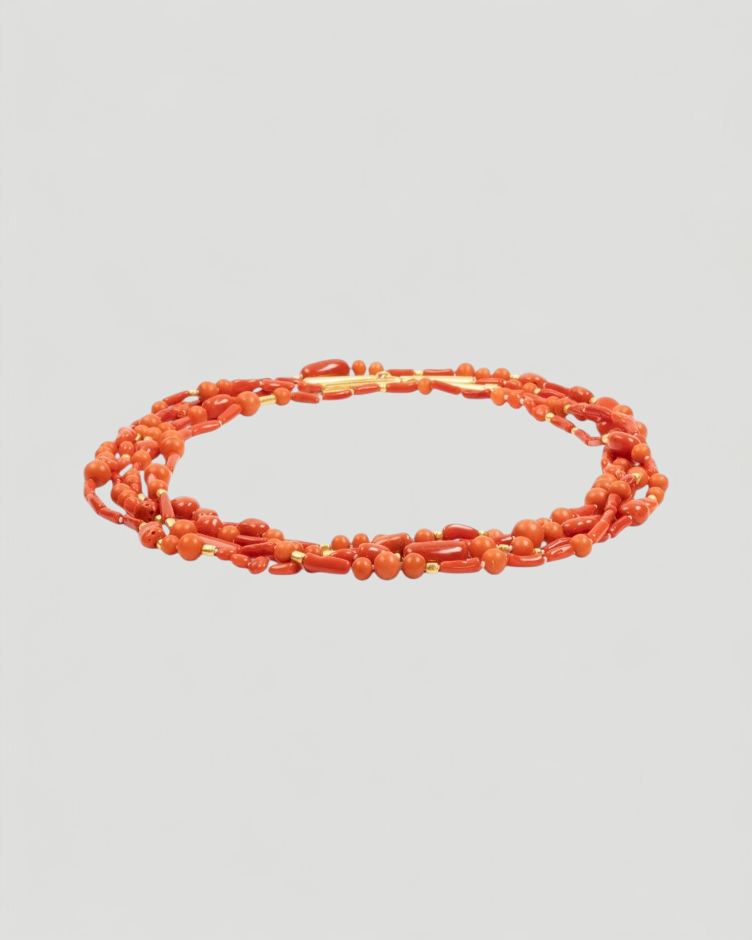 Bundle aus zwei roten Korallen-Ketten (310 ct) mit 750 Goldhäkchen und Goldelementen - Goldschmiede Krack