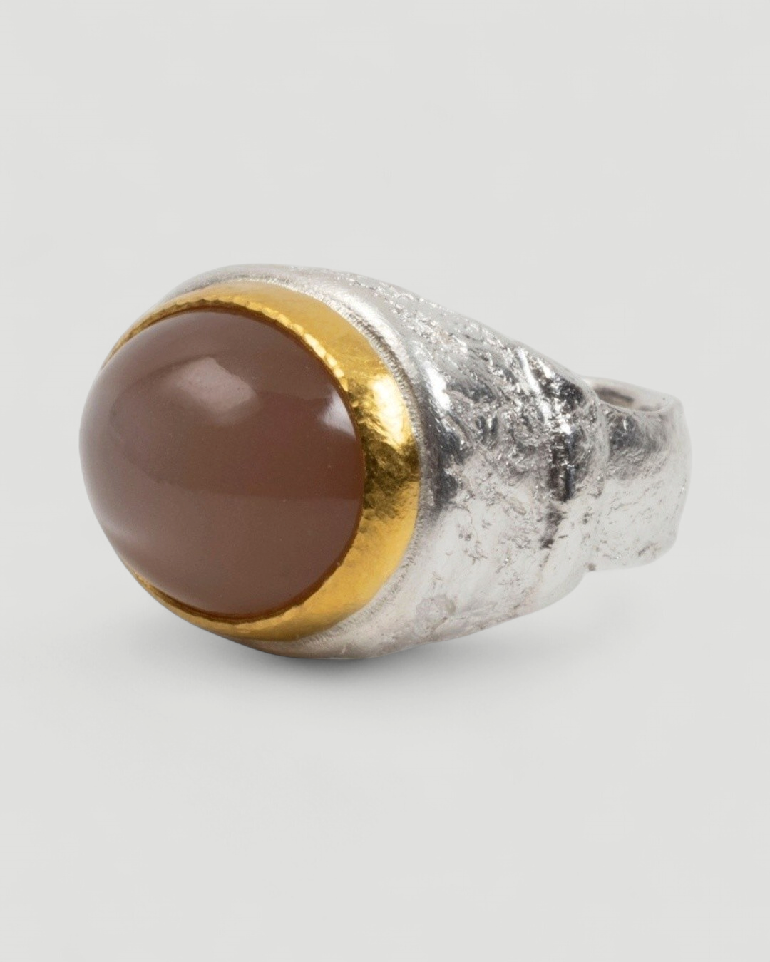 925 Silberring mit Mondstein (21,30 ct) und 999 Feingold - Goldschmiede Krack