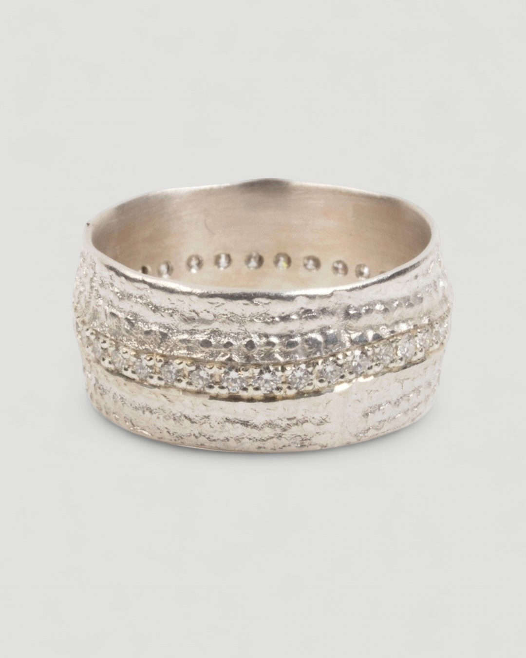 Breiter 925 Silber-Memoirering mit Lab-Grown Brillanten (0,60 ct) - Goldschmiede Krack