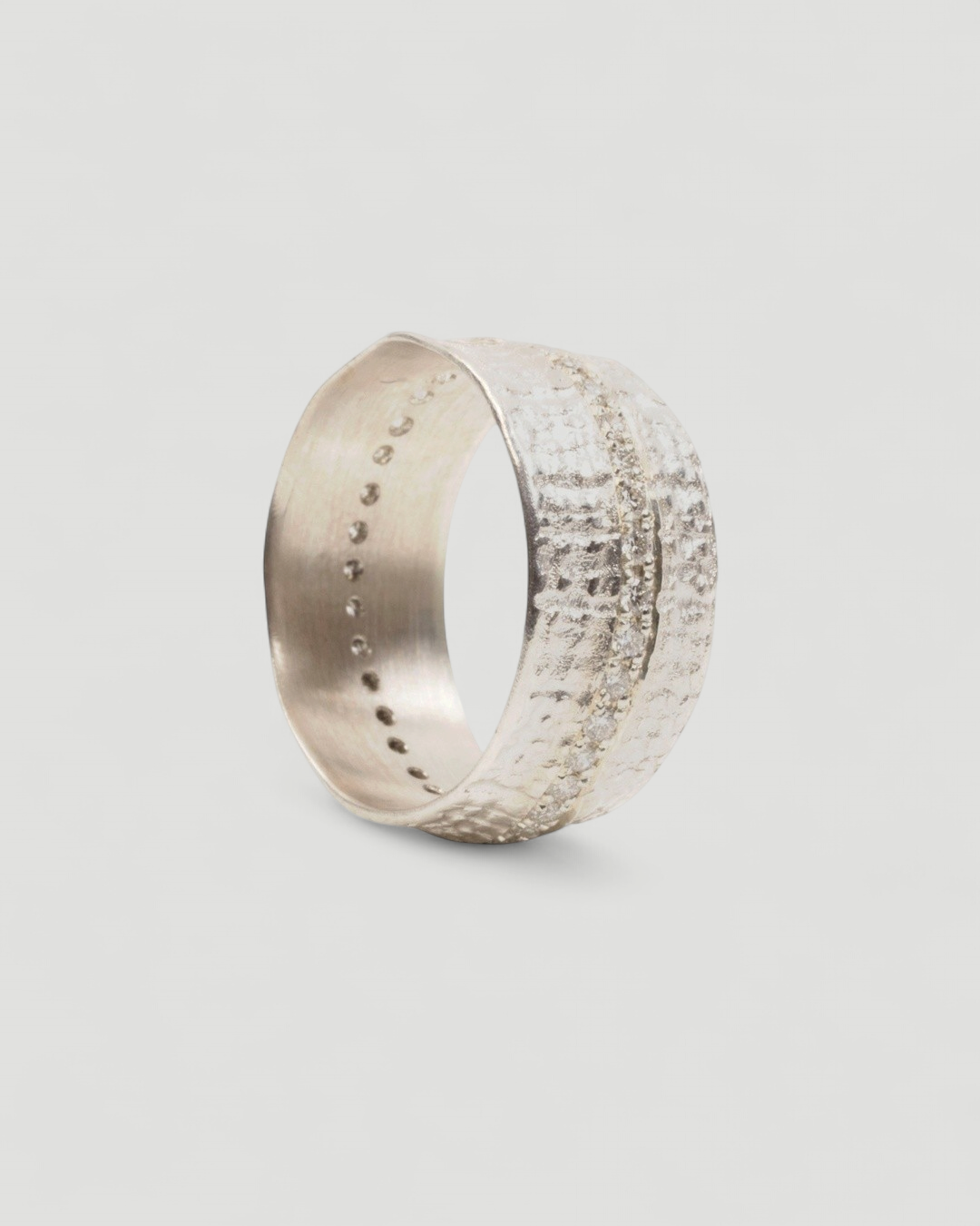 Breiter 925 Silber-Memoirering mit Lab-Grown Brillanten (0,60 ct) - Goldschmiede Krack