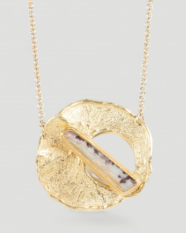 Großer Boulderopal Anhänger aus 750 Gold - Goldschmiede Krack