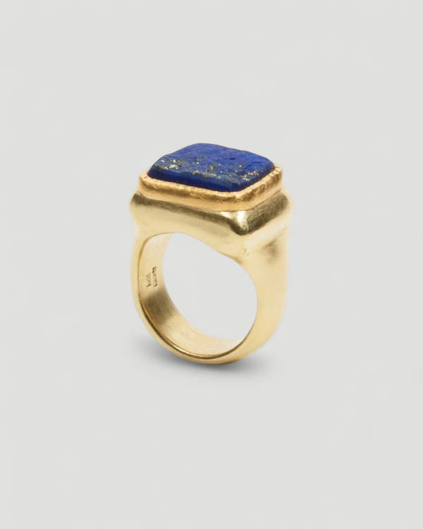 750 Gold-Siegelring mit blauem Lapislazuli