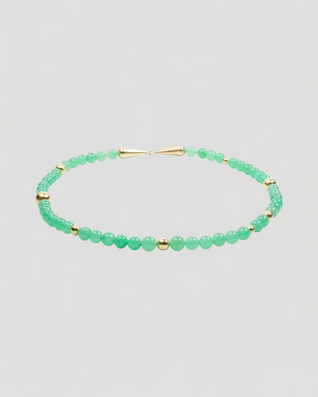 Aufwändige grüne Chrysopraskette mit 750 Goldelementen und Verschluss - Goldschmiede Krack