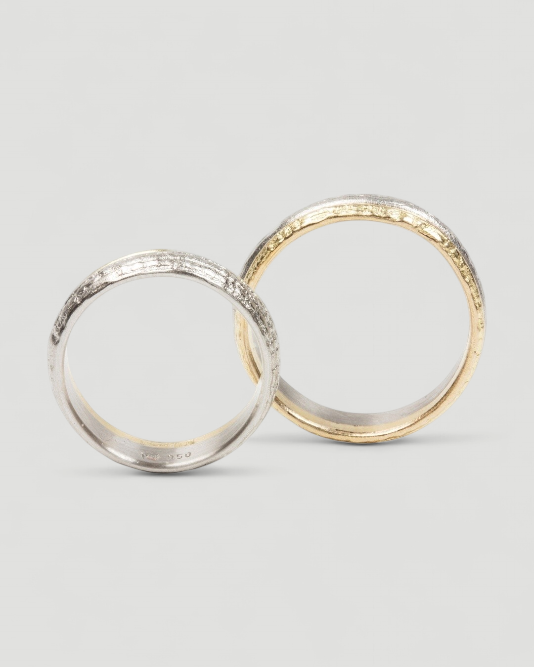 Bicolor Trauringe aus 950 Platin und 750 Gold - Goldschmiede Krack