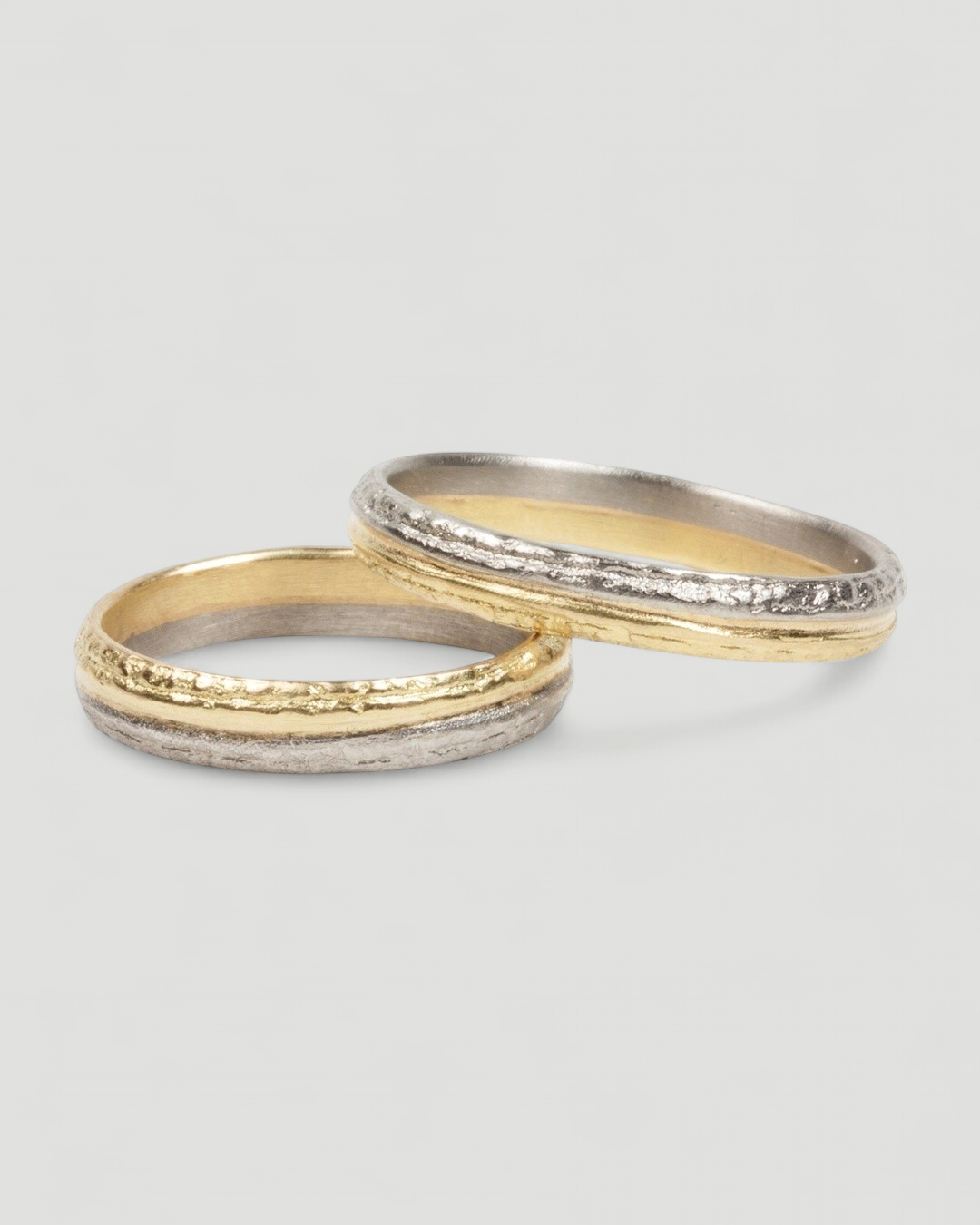 Bicolor Trauringe aus 950 Platin und 750 Gold - Goldschmiede Krack