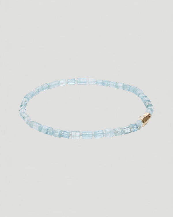 Blaue Aquamarinkette mit 750 Goldkastenschloss