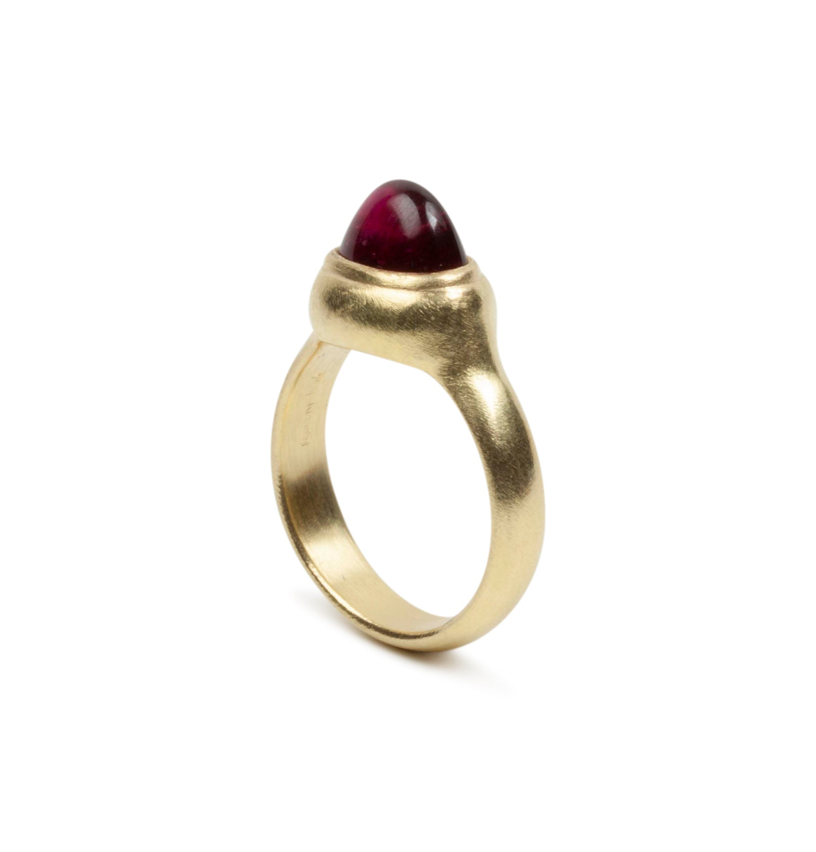 750 Goldring mit rotem Tropfen Turmalin - Goldschmiede Krack - Trauringe & Unikatschmuck aus Deidesheim