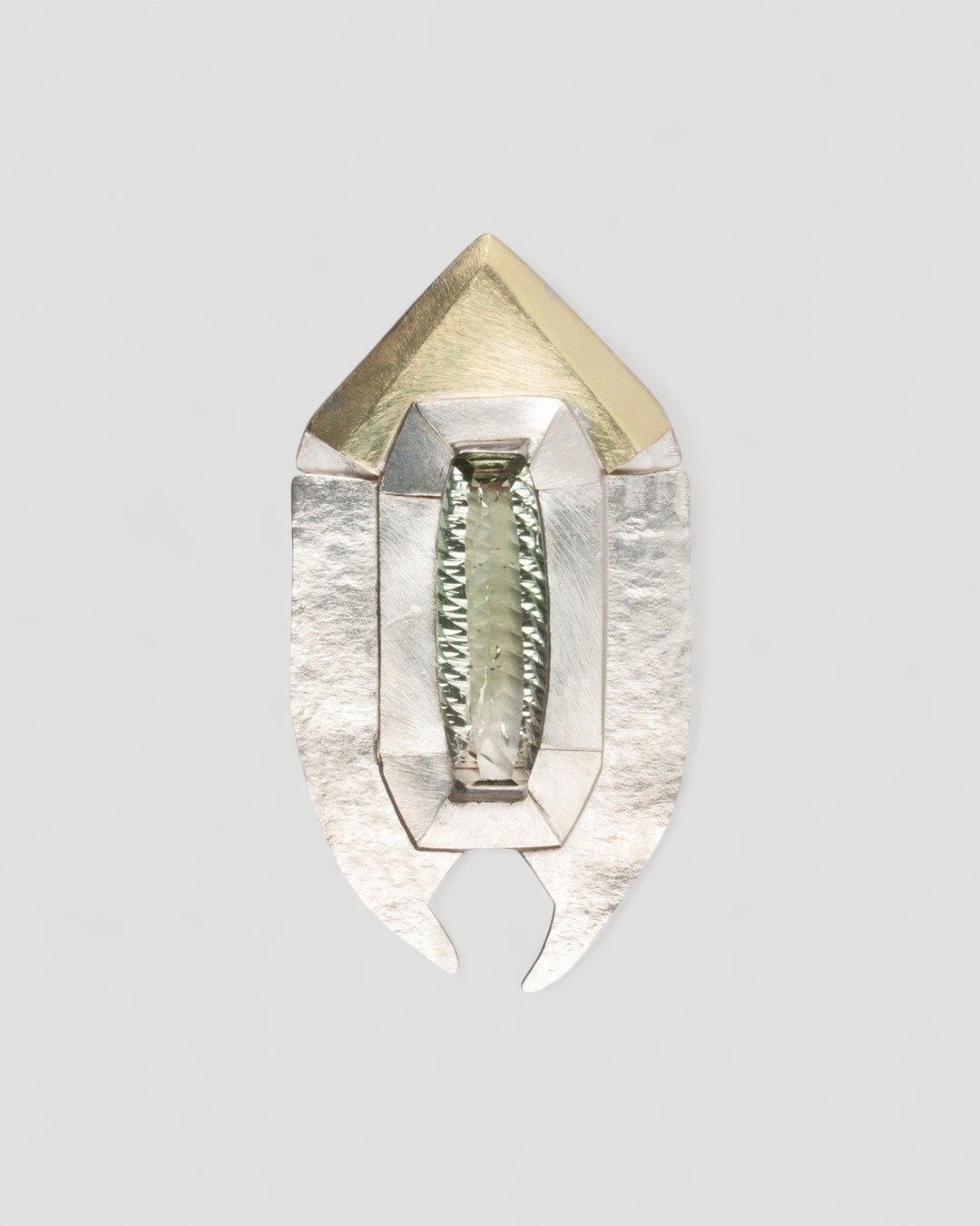 Großer 925 Silberanhänger mit Prasiolith und 750 Gold - Goldschmiede Krack