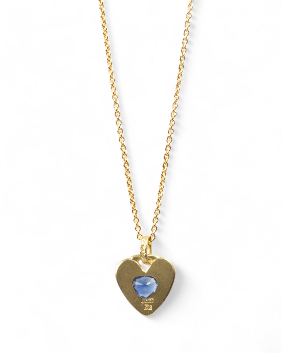 750 Gold-Herzanhänger mit blauem Saphir (0.81 ct) mit 750 Goldkette - Goldschmiede Krack - Trauringe & Unikatschmuck aus Deidesheim