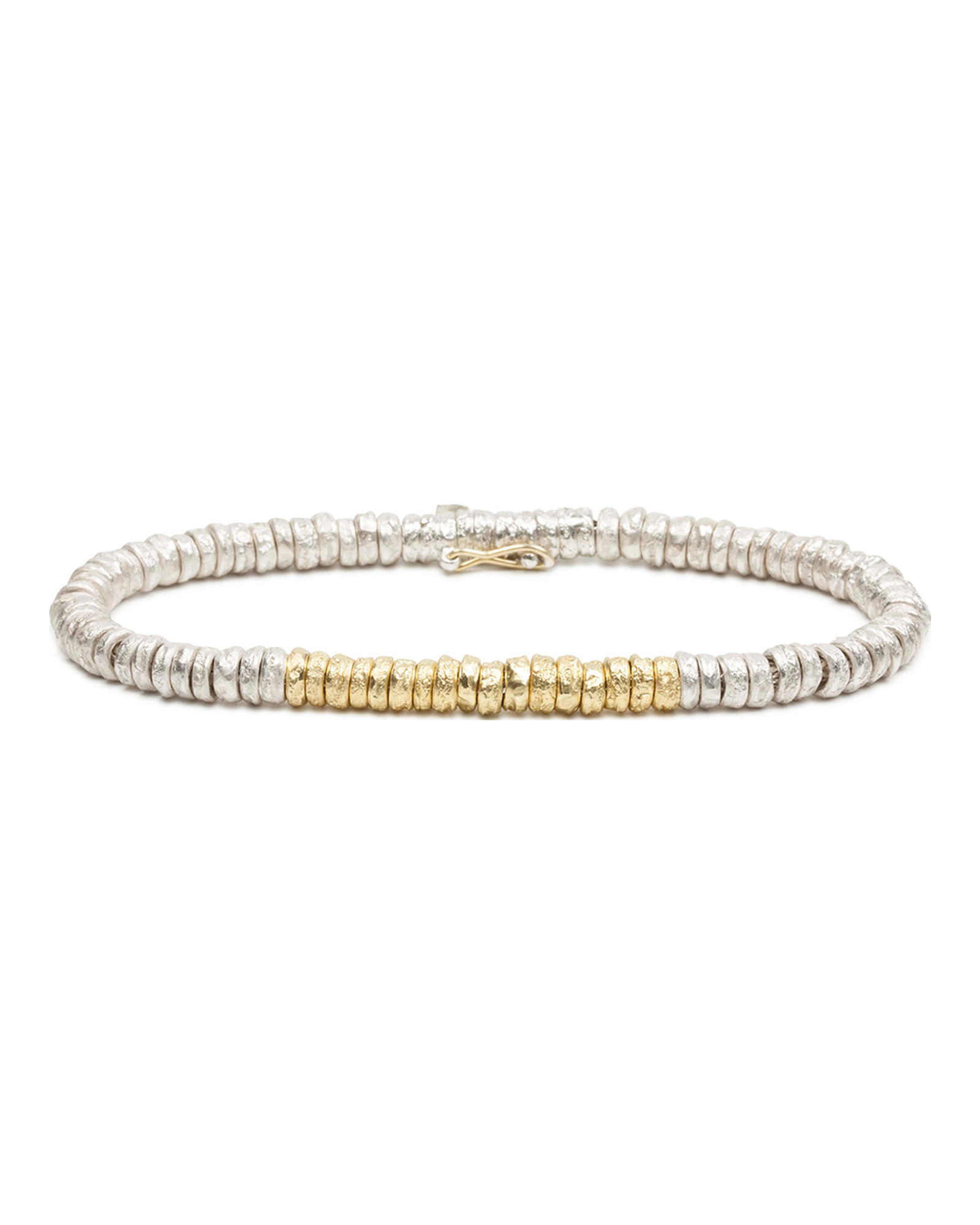 Nugget Eyelets Bracelet aus 925 Silber und 750 Gold - Goldschmiede Krack