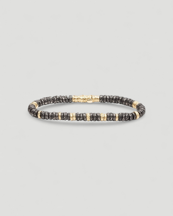Old Nugget Eyelets Bracelet aus 925 Silber und 750 Gold